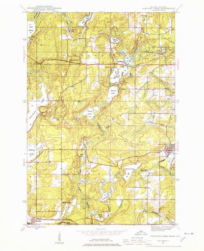 United States Geological Survey Fortune Lakes, MI-WI (1944, 24000-Scale) digital map