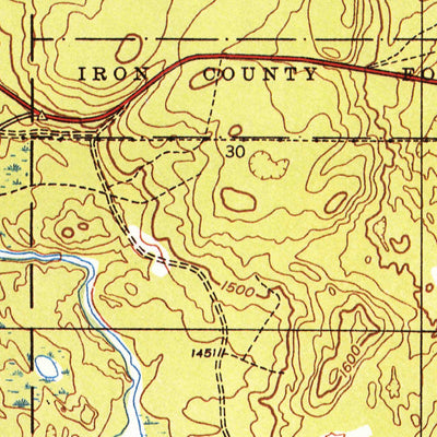 United States Geological Survey Fortune Lakes, MI-WI (1944, 24000-Scale) digital map