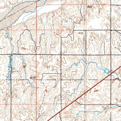 United States Geological Survey Foss Reservoir, OK-TX (1990, 100000-Scale) digital map