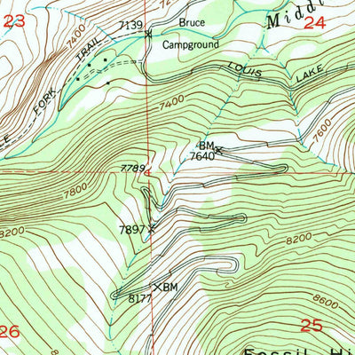 United States Geological Survey Fossil Hill, WY (1953, 24000-Scale) digital map
