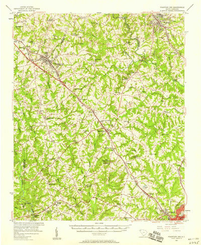 United States Geological Survey Fountain Inn, SC (1957, 62500-Scale) digital map