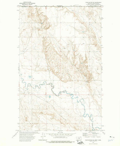 United States Geological Survey Four Buttes NE, MT (1973, 24000-Scale) digital map