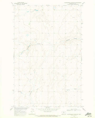 United States Geological Survey Fourteenmile Coulee NE, MT (1969, 24000-Scale) digital map
