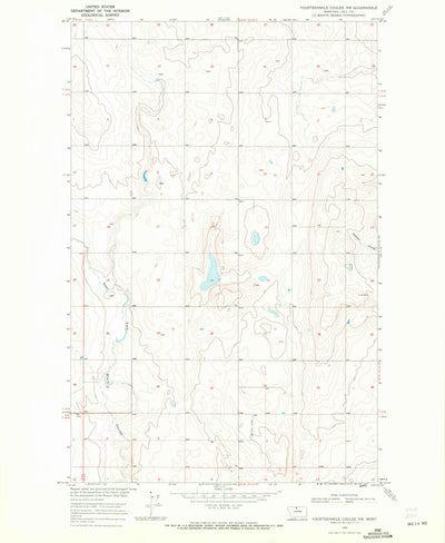 United States Geological Survey Fourteenmile Coulee NW, MT (1969, 24000-Scale) digital map