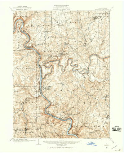 United States Geological Survey Foxburg, PA (1907, 62500-Scale) digital map