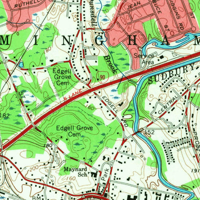 United States Geological Survey Framingham, MA (1965, 24000-Scale) digital map
