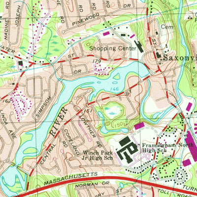 United States Geological Survey Framingham, MA (1965, 25000-Scale) digital map