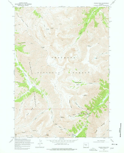 United States Geological Survey Francs Peak, WY (1969, 24000-Scale) digital map