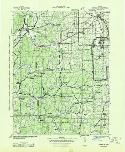 United States Geological Survey Franklin, IN (1942, 125000-Scale) digital map
