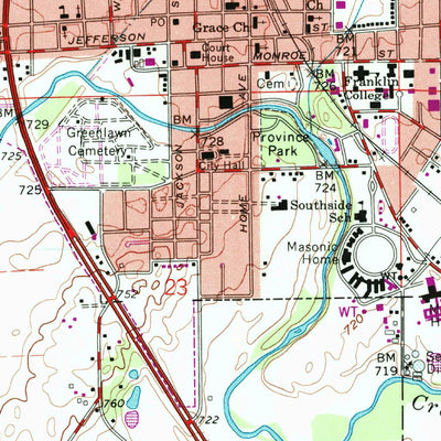 United States Geological Survey Franklin, IN (1961, 24000-Scale) digital map