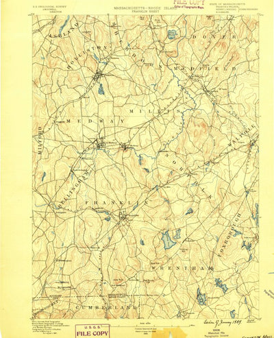United States Geological Survey Franklin, MA-RI (1889, 62500-Scale) digital map
