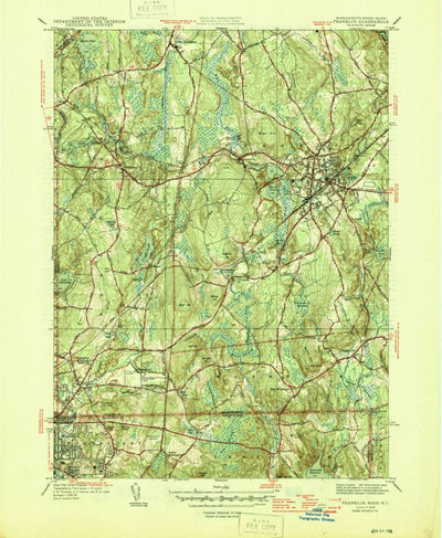 United States Geological Survey Franklin, MA-RI (1946, 31680-Scale) digital map