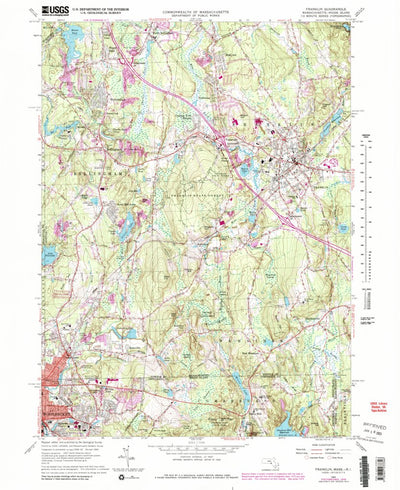 United States Geological Survey Franklin, MA-RI (1964, 24000-Scale) digital map