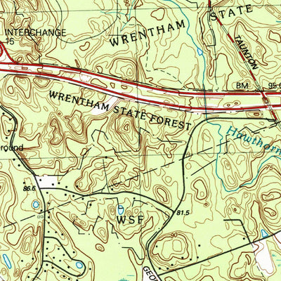 United States Geological Survey Franklin, MA-RI (1987, 25000-Scale) digital map