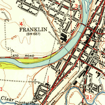 United States Geological Survey Franklin, OH (1951, 24000-Scale) digital map