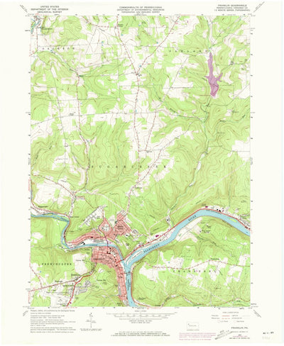 United States Geological Survey Franklin, PA (1963, 24000-Scale) digital map