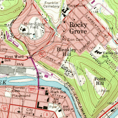 United States Geological Survey Franklin, PA (1963, 24000-Scale) digital map