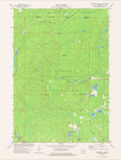 United States Geological Survey Fredenberg Lake, WI (1973, 24000-Scale) digital map