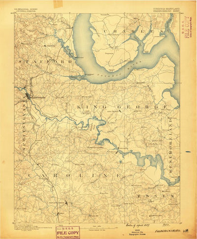 United States Geological Survey Fredericksburg, VA-MD (1889, 125000-Scale) digital map