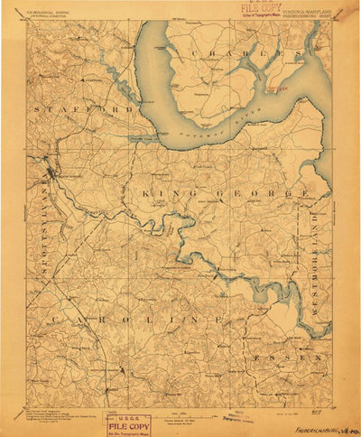 United States Geological Survey Fredericksburg, VA-MD (1894, 125000-Scale) digital map