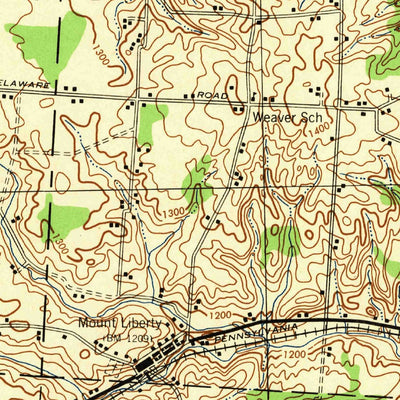 United States Geological Survey Fredericktown, OH (1943, 62500-Scale) digital map