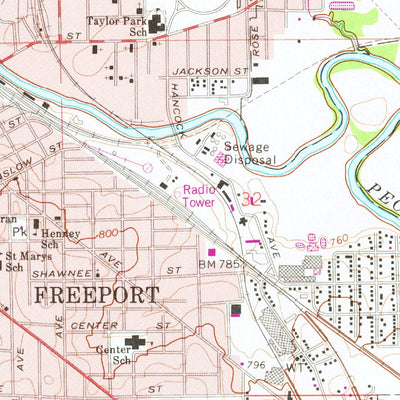 United States Geological Survey Freeport East, IL (1971, 24000-Scale) digital map