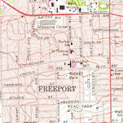 United States Geological Survey Freeport West, IL (1971, 24000-Scale) digital map