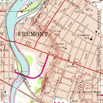 United States Geological Survey Fremont East, OH (1969, 24000-Scale) digital map