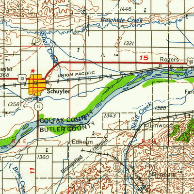 United States Geological Survey Fremont, NE-IA (1958, 250000-Scale) digital map