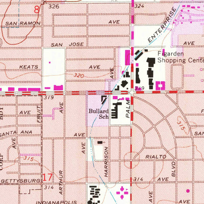 United States Geological Survey Fresno North, CA (1965, 24000-Scale) digital map