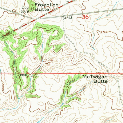 United States Geological Survey Froehlich Butte, MT (1967, 24000-Scale) digital map