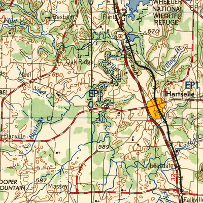 United States Geological Survey Gadsden, AL-TN (1958, 250000-Scale) digital map