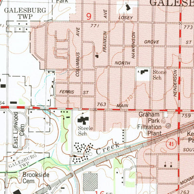 United States Geological Survey Galesburg West, IL (1982, 24000-Scale) digital map