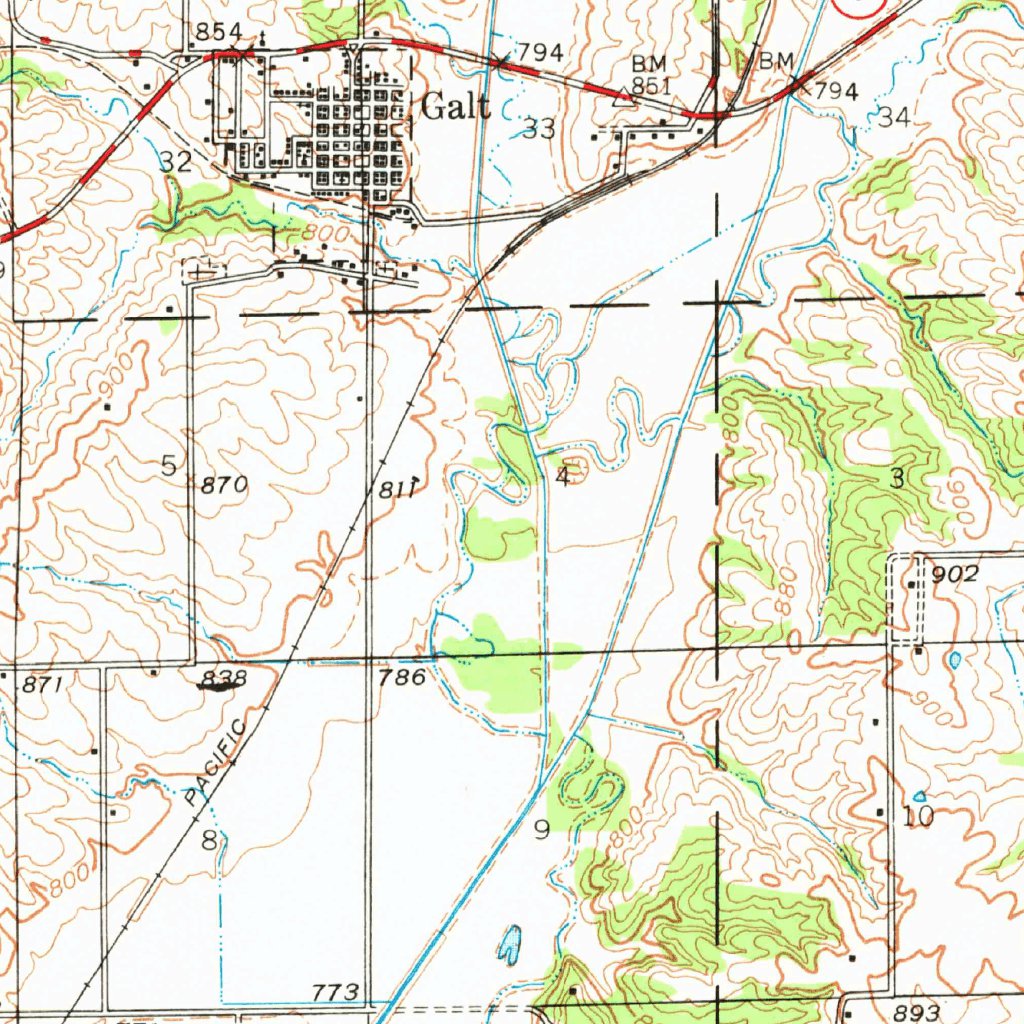 Galt, MO (1946, 62500Scale) Map by United States Geological Survey