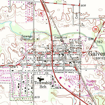 United States Geological Survey Galveston, IN (1959, 24000-Scale) digital map