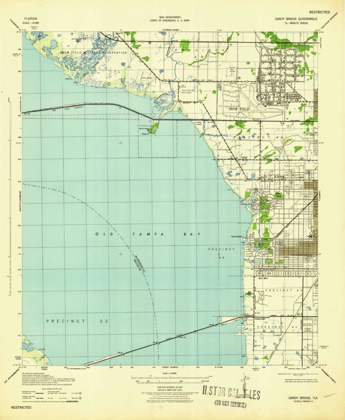 Gandy Bridge, FL (1943, 31680-Scale) Map by United States Geological ...
