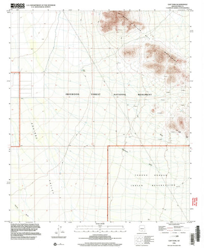 United States Geological Survey Gap Tank, AZ (1996, 24000-Scale) digital map