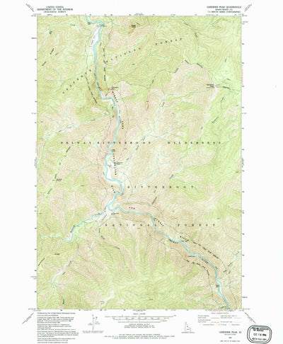 United States Geological Survey Gardiner Peak, ID (1991, 24000-Scale) digital map