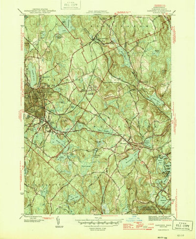 United States Geological Survey Gardner, MA (1946, 31680-Scale) digital map
