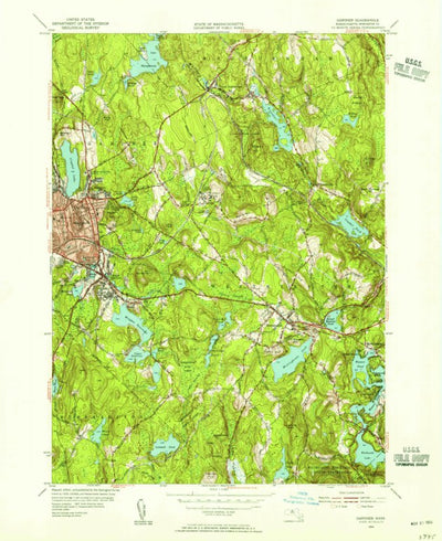 United States Geological Survey Gardner, MA (1954, 31680-Scale) digital map