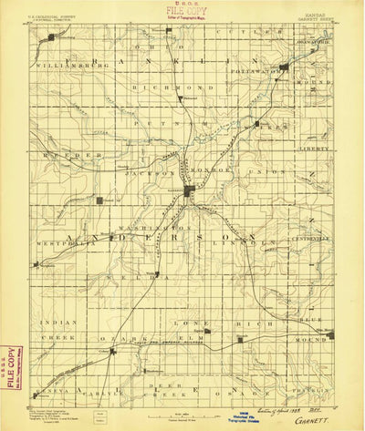 United States Geological Survey Garnett, KS (1885, 125000-Scale) digital map