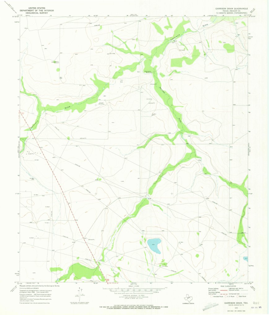 Garrison Draw, TX (1970, 24000Scale) Map by United States Geological