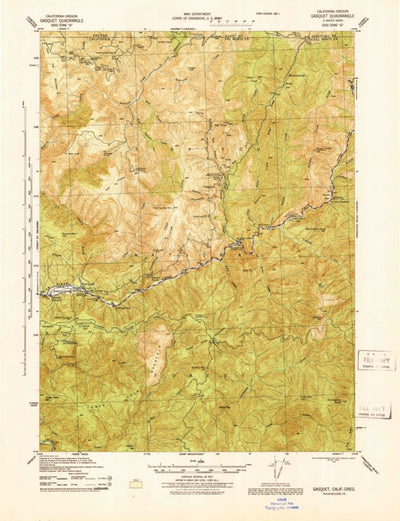 United States Geological Survey Gasquet, CA-OR (1945, 62500-Scale) digital map