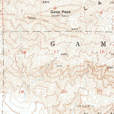 United States Geological Survey Gass Peak, NV (1952, 62500-Scale) digital map