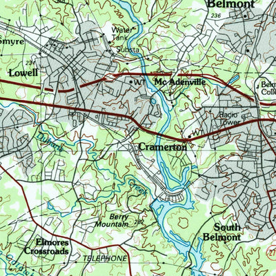 United States Geological Survey Gastonia, NC-SC (1991, 100000-Scale) digital map