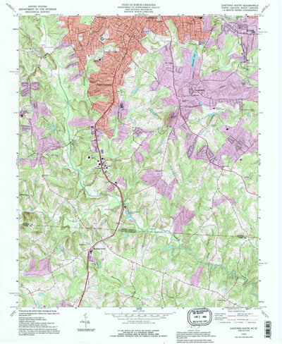 United States Geological Survey Gastonia South, NC-SC (1993, 24000-Scale) digital map