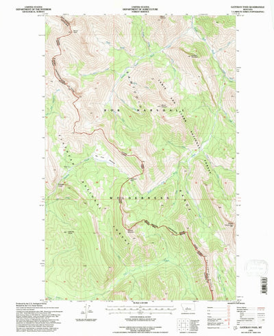 United States Geological Survey Gateway Pass, MT (1995, 24000-Scale) digital map
