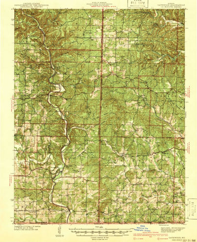 United States Geological Survey Gatewood, MO (1941, 62500-Scale) digital map