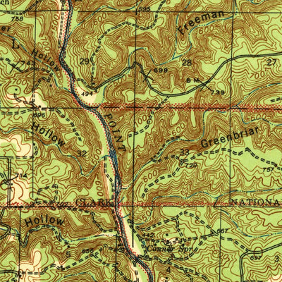 United States Geological Survey Gatewood, MO (1941, 62500-Scale) digital map