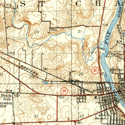 United States Geological Survey Geneva, IL (1932, 62500-Scale) digital map